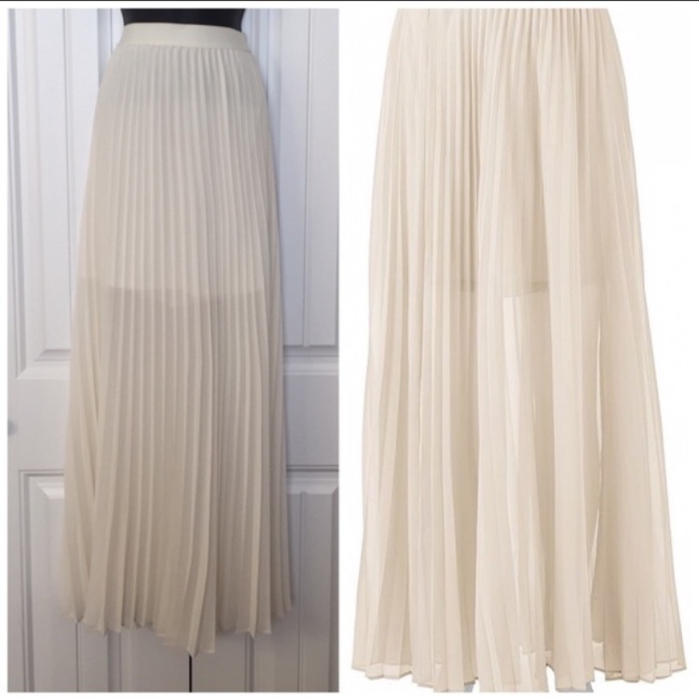 Zara White chiffon pleated maxi skirt - Picture 3 of 6